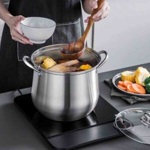 1pc Large Stainless Steel Stock Pot – Ideal for Soups, Stews, and More – Durable, Easy to Clean – Essential Kitchen Gadget