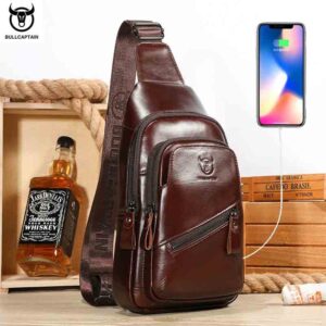 BULLCAPTAIN 2023 The Latest Men’s Leather Chest Bag Large Capacity Casual Men’s Messenger Bag Classic Leather Chest Bag XB 127