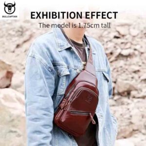 BULLCAPTAIN 2023 The Latest Men’s Leather Chest Bag Large Capacity Casual Men’s Messenger Bag Classic Leather Chest Bag XB 127