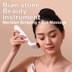 Bianstone Scraping Board Set Meridian Brush Moxa Face Massage Tool for Full Body Shoulder Neck Care Beauty Relaxation