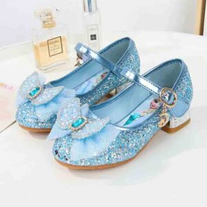 Disney Girls’ Princess Sandals Children’s Shoes Frozen Elsa Children’s Shoes Girls Fashion Baby Pink Blue High Heel Shoes Size