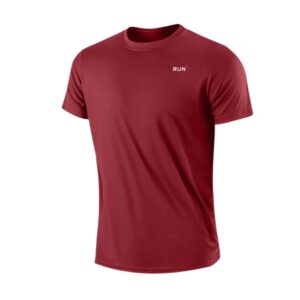 Men’s Quick Dry Short Sleeve Gym Running Moisture Wicking Round Neck T-Shirt Training Exercise Gym Sport Shirt Tops Lightweight