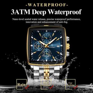 POEDAGAR Fashion Men Watch Luminous Waterproof Chronograph Date Man Wristwatch Square Stainless Steel Quartz Men’s Watches Reloj