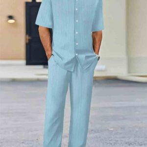 (Shirt+Pants) 2024 Summer new arrival Men Fashion Classic Shirt men Business Casual Shirts Men A Set Of Clothes