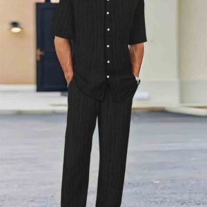 (Shirt+Pants) 2024 Summer new arrival Men Fashion Classic Shirt men Business Casual Shirts Men A Set Of Clothes