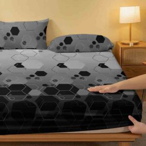 1 Simple modern Geometry printed matte Fitted Sheet, bedroom printed bed cover, bedding (excluding pillowcases)