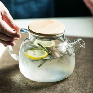1.8L Transparent Borosilicate Glass Teapot Heat-Resistant Large Clear Tea Pot Flower Tea Set Puer Kettle Cup Office Home Tool