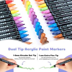 12/24/36/48 Colors Dual Tip Acrylic Paint Pens Markers for Wood Canvas Stone Rock Painting Glass Ceramic Surfaces DIY Crafts