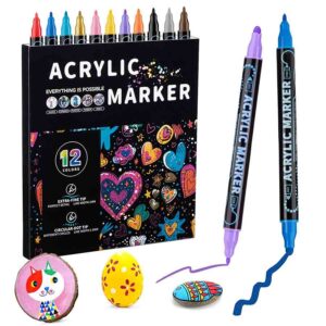 12/24/36/48 Colors Dual Tip Acrylic Paint Pens Markers for Wood Canvas Stone Rock Painting Glass Ceramic Surfaces DIY Crafts