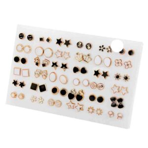 36Pairs Mixed Styles White Black Enamel Geometric Animal Plastic Stud Earrings Set For Women Girls Jewelry Gifts
