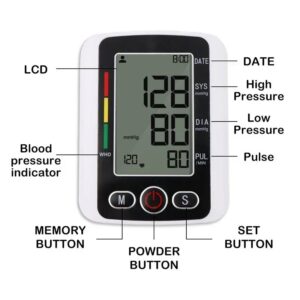 Portable Digital Upper Arm Blood Pressure Monitor Measurement Tool Blood Pressure Monitor Meter Tonometer Sphygmomanometer