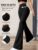 Women’s spring and summer high waisted tight fitting flared pants, slim leg long black pants, thin wide leg pants for slim women