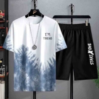 Summer Quick Drying Men’s Sets Fashion tracksuits Casual Ice Silk Short Sleeve 3D Printed Sports T-shirt+Shorts Basketball Set